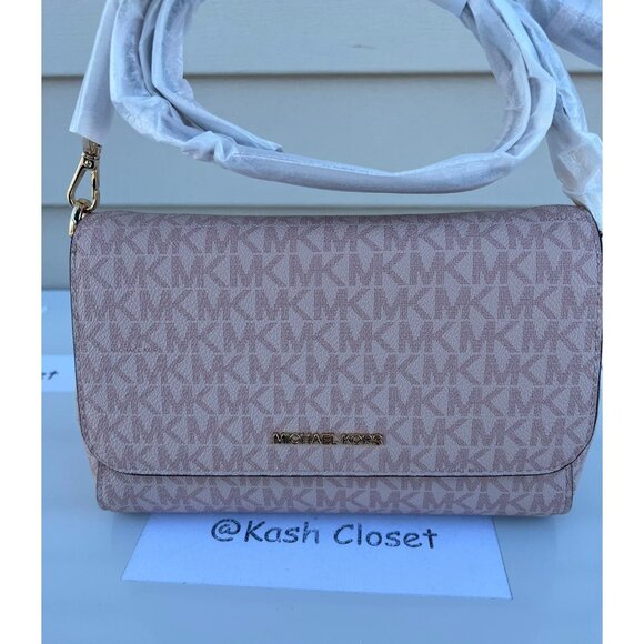 Michael Kors crossbody convertible clutch bag jet set medium purse MK pouchette - Picture 2 of 9